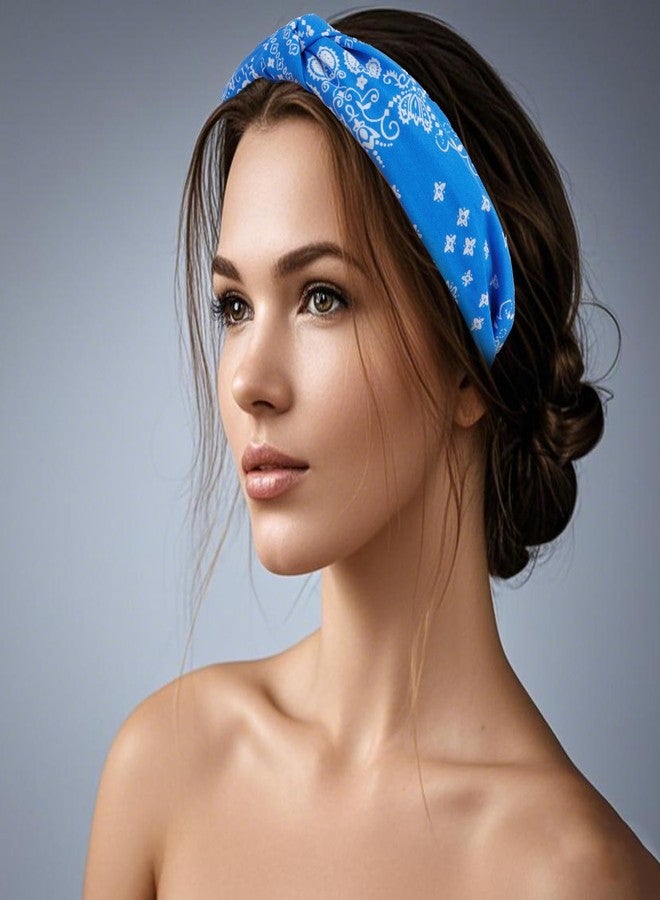 KIUEZIR Bandana Headbands for women, 4PCS Fashion Knotted headband Paisley Print Wide Hair Band for Thin Thick Hair, Non-Slip Boho Hair Accessories - Image 5